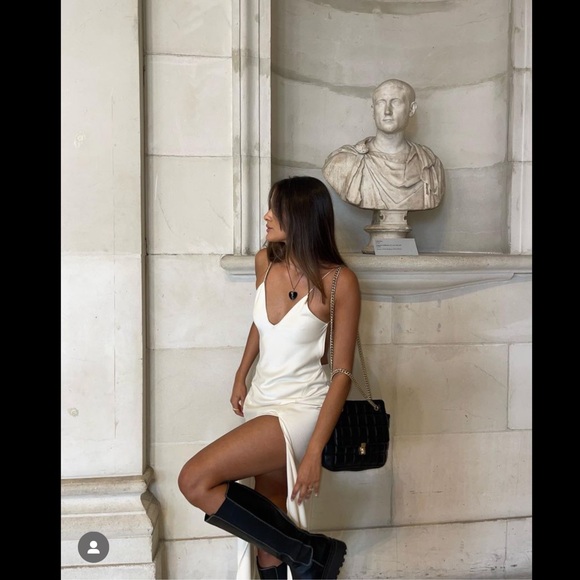 ZARA X KAIA GERBER Satin Effect Slit Backless Gown Maxi Dress - Picture 16 of 17